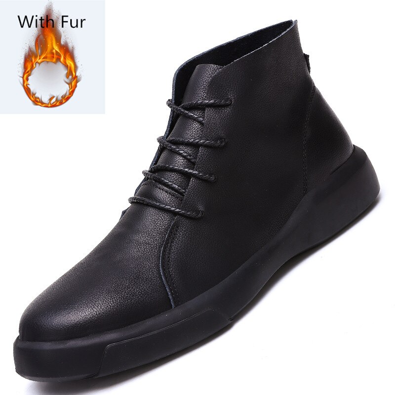Männer Stiefel Männer Weiche Leder Stiefeletten Britischen Stil herren Stiefel Große Größe 47 Winter Warme Stiefel: Winter mit Fell / 8