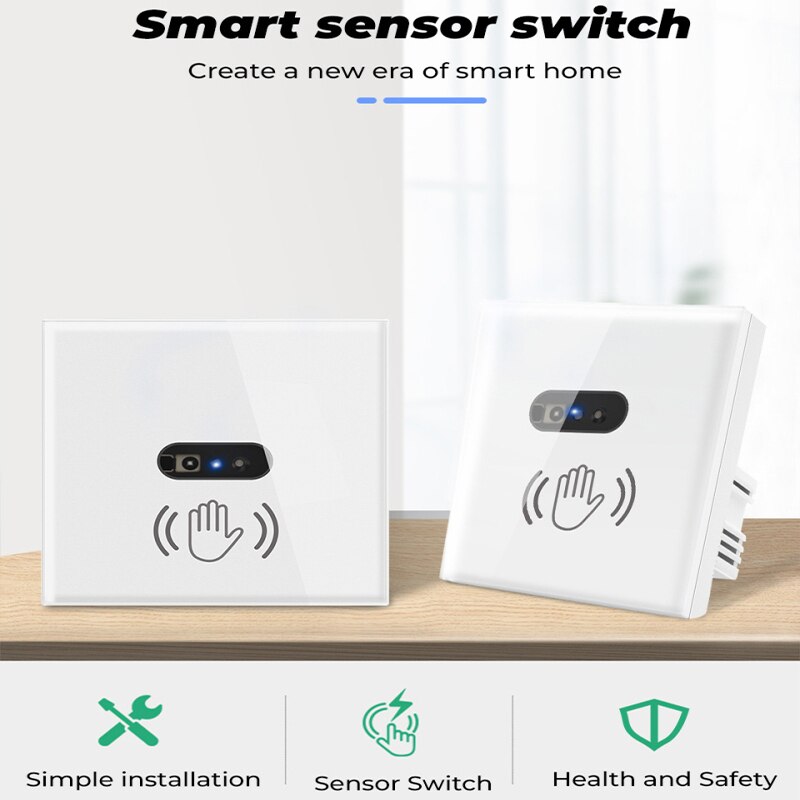 Mini 250V 10A Touchless Smart Wall Light Switch Infrared Sensor Glass Display PIR Motion Switch Household Automation Accessories
