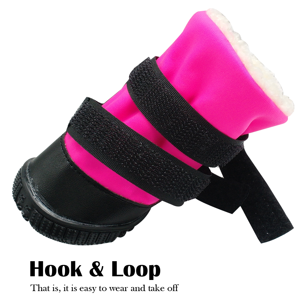 Dog Shoes Bulldog Winter Large Dog Boots Cotton None Slip Dog Rain Snow Shoes Reflective Pet Footwear Pitbull Pink Blue