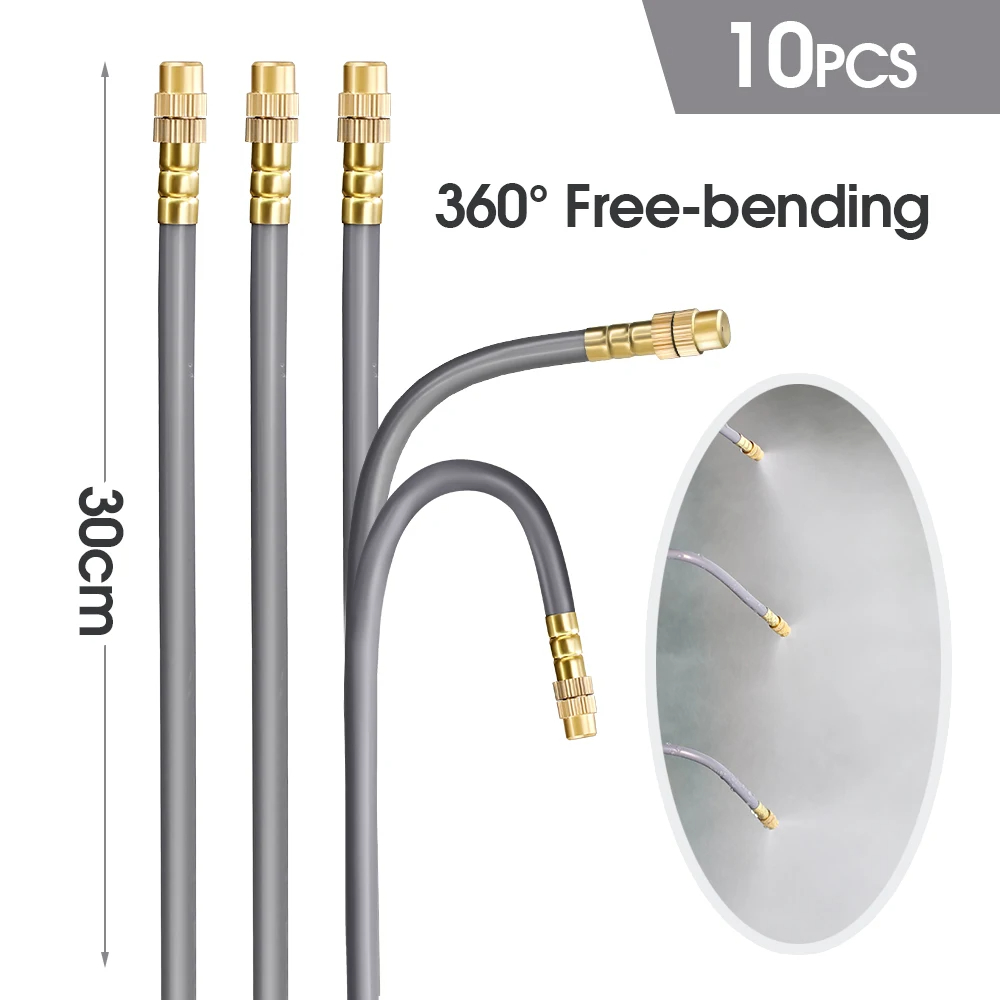 Flexible Brass Adjustable Spray Kit Gray 3/8"PE Hose Quick Connect Fogging Cooling Dedusting Watering System for Garden: Light Grey