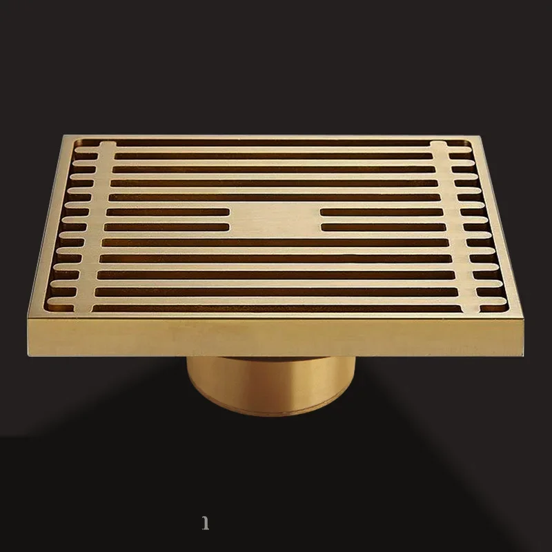 Desagüe de suelo dorado de 10x10cm, drenaje grueso de latón para prevención de olores, ducha, baño, balcón, lavadora, desagüe de suelo: Blanco
