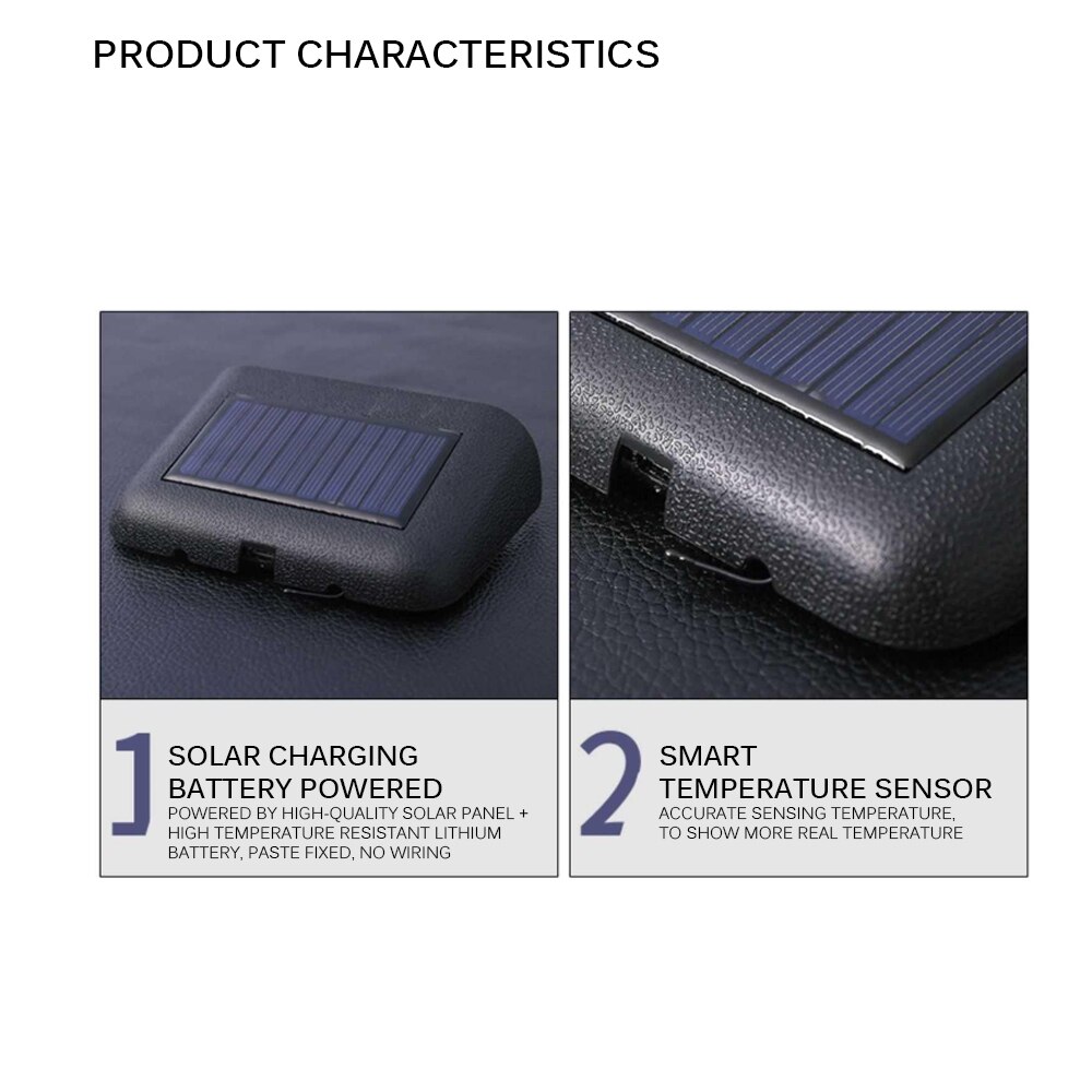 TIOODRE Automotive Digital Clock With Backlight Solar Luminous Display 24-Hour Solar Electronic Clock High Temperature Resistant