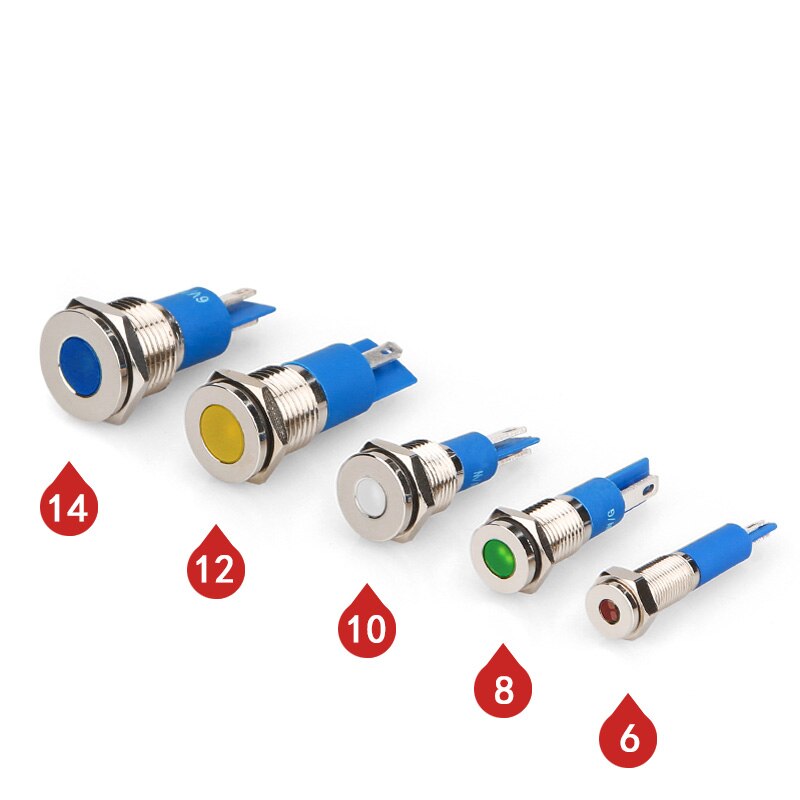 metal indicator 6mm/8/10/12/14 stainless steel small signal light 3V5V12V24V36V48V220V DIY handmade accessories