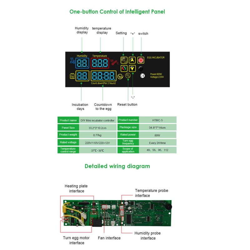 Egg Incubator Controller Set Incubator Spare Parts Manual Egg Hatching Controller Accessories for Hatching Chicken Duck Goose
