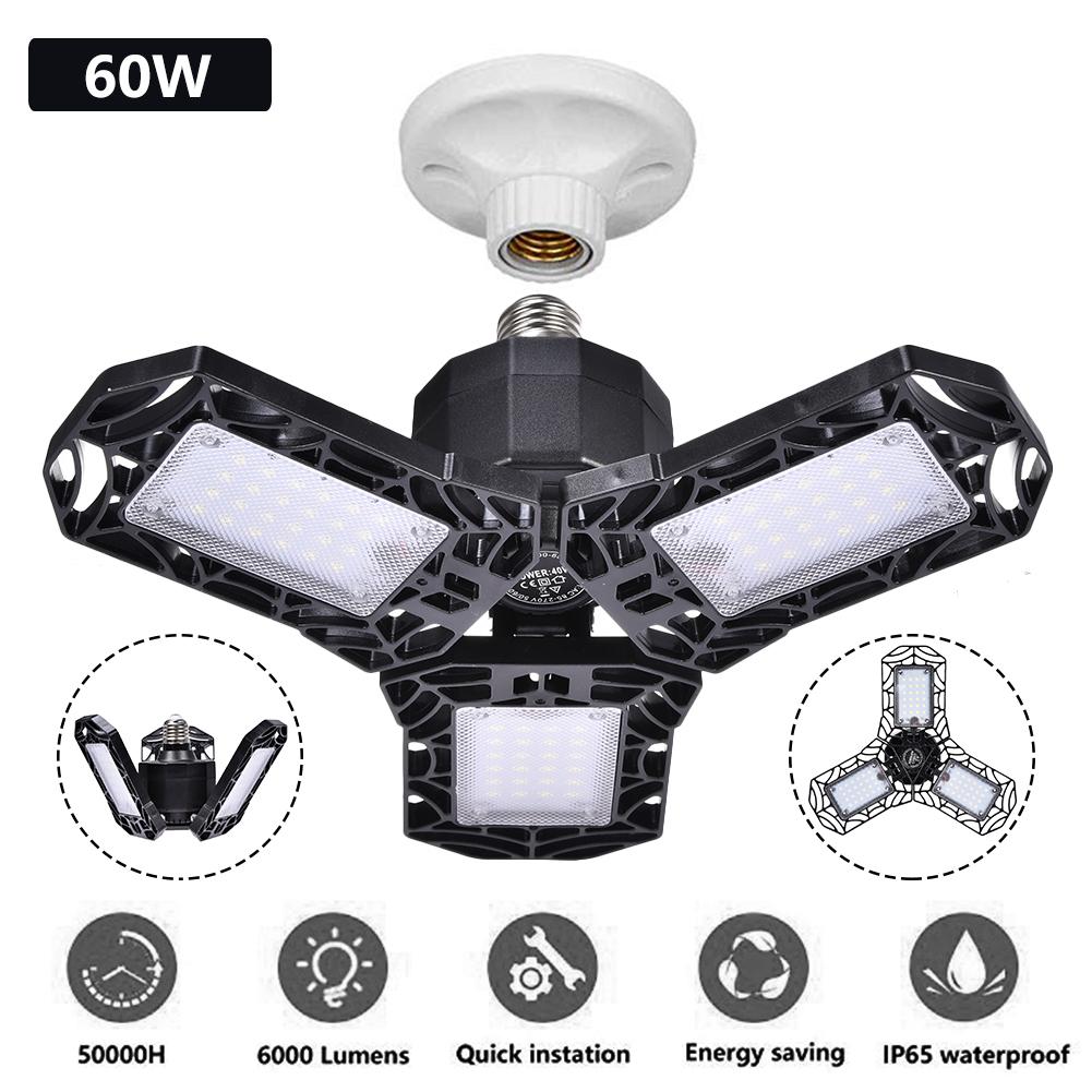 60W/6000LM /30W LED Adjustable Three Light Garage Lamp High Bay Light UFO Workshop Parking Warehouse Lamp IP65 85-265v E27/E26