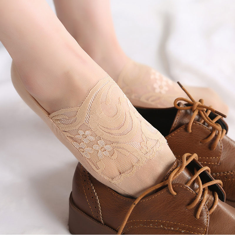 SP&amp;CITY Transparent Short Lace Socks Women Summer Hollow Out Boat Socks Slippers Female Soft Low Invisible Socks Ped