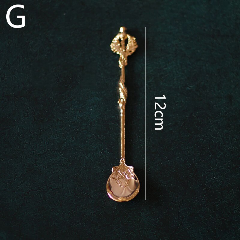 Retro Coffee Spoon Sugar Tea Dessert Cake Spoons Carved Ice Cream Teaspoon Alloy Teaspoon Cutlery Accessories Kitchen Tool: G