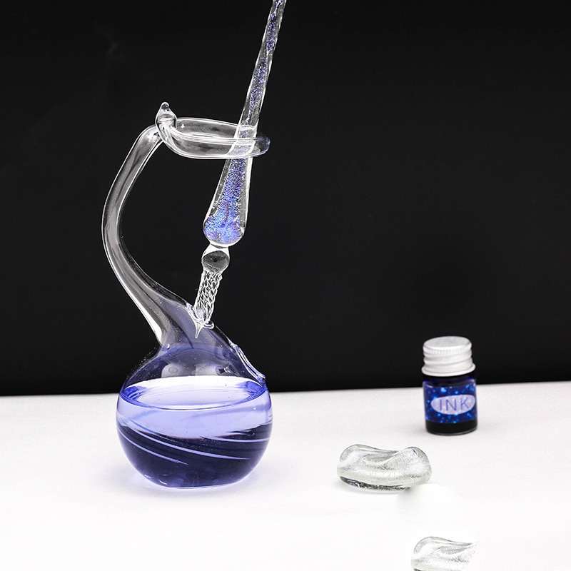 Handwerk Alle-Heldere Glazen Inktpot Dip Pen Houder Meubels Decoratie Creatieve Briefpapier Supply