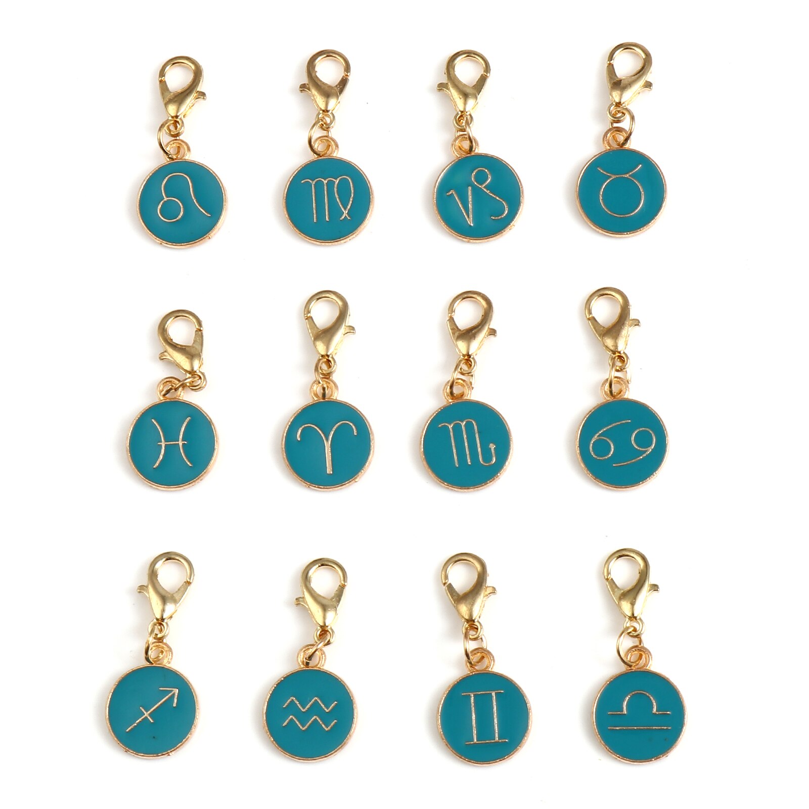 12 Stuks Ronde Constellation Breien Stitch Markers Enamel Goud Kleur Hangers Haak Klink Breien Tools Voor Diy Craft Kits: blue Stitch Markers