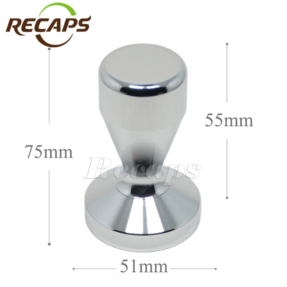 Recapa de hierro sólido de 51mm con Base cromada de café Tamper para máquinas de café expreso prensa de Color plateado: Default Title