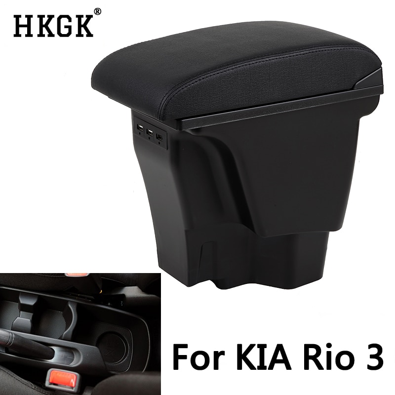 Para caja de reposabrazos KIA Rio/rio 3 + caja de contenido de la tienda central 3USB con el soporte de la taza productos interior del coche -accesorio de estilo