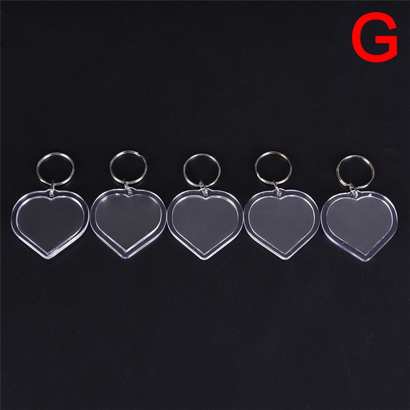 5PCS/lot Keyring Keychain Rectangle Transparent Blank Acrylic Insert Photo Picture Frame DIY Split Ring Key Chain