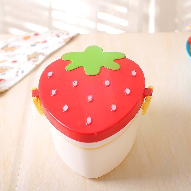 Cartoon Healthy Lunch Box Cute Kids Microwave Oven Children Bento Boxes Lunchbox BPA Free: Red Strawberry
