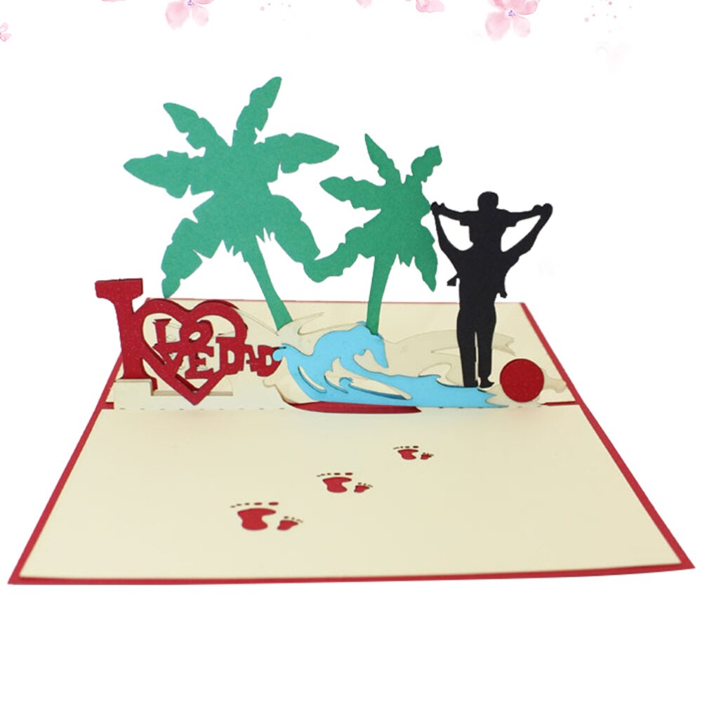 1pc 3D Stereoscopic Card Interesting Delicate Wish Card Blessing Card Greeting Card for Festival Father Dad