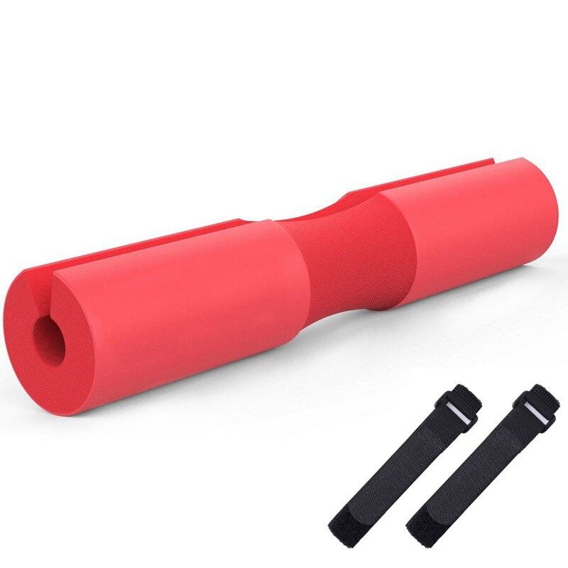 Vægtstangspude squat pad bar pad hofte stød pude til skulder nakke støtte vægtløftning glute bridge gym vægt udstyr: Rød og stropper