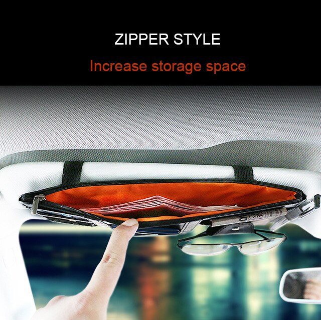 IKSNAIL-Soporte Organizador Universal para visera de coche, Funda de cuero PU para gafas de tarjeta, accesorios para coche, visera organizadora, estilismo para coche