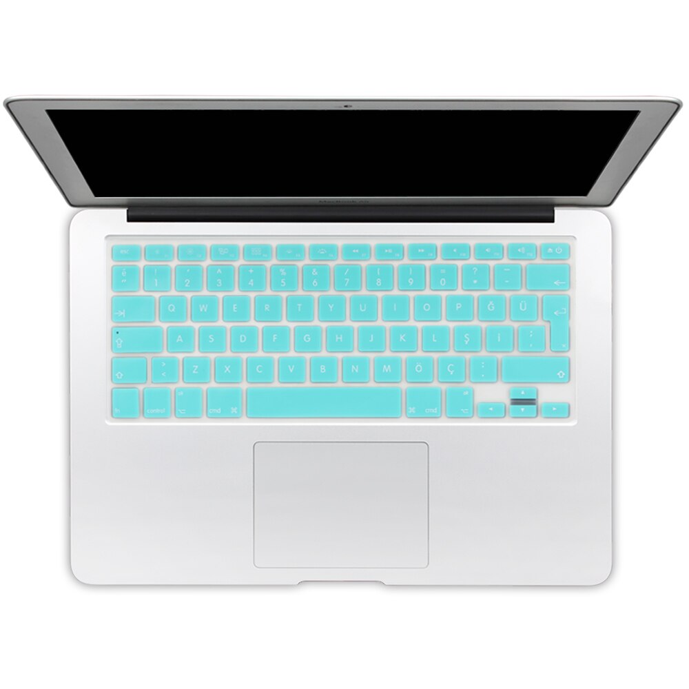 Autocollants de protection de clavier en Silicone de Version turque de l'ue pour Apple Macbook Pro 13 15 17 Retina Mac Air 13 couverture de clavier: mint green
