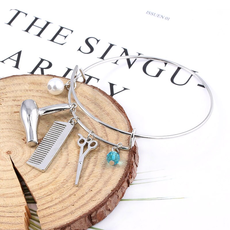 Steampunk Friseur Haar Stylist Schmuck Schere Kamm Armbänder Armreif für männer und frauen