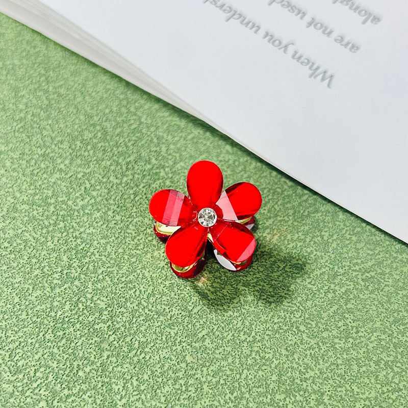 5pcs Double Side Crystal Flower Hair Claw Rhinestones Alloy Hair Clamp for Girls Sweet Summer Side Clip Hair Styling Accessories