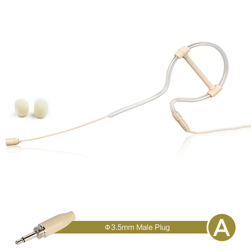 Beige enkele oorhaak Headsetmicrofoon Hoofdmicrofoon Handenvrije bediening 3,5 mm 3-pins 4-pins XLR-stekker met microfoonhoes: Light Grey