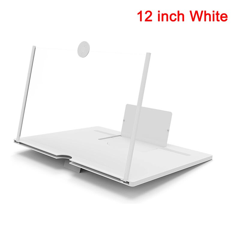 10/12 inch 3D High Definition Mobile Phone Screen Video Amplifier With Magnifying Folding Phone Desk Holder For Smartphone IPAD: 12 inch White