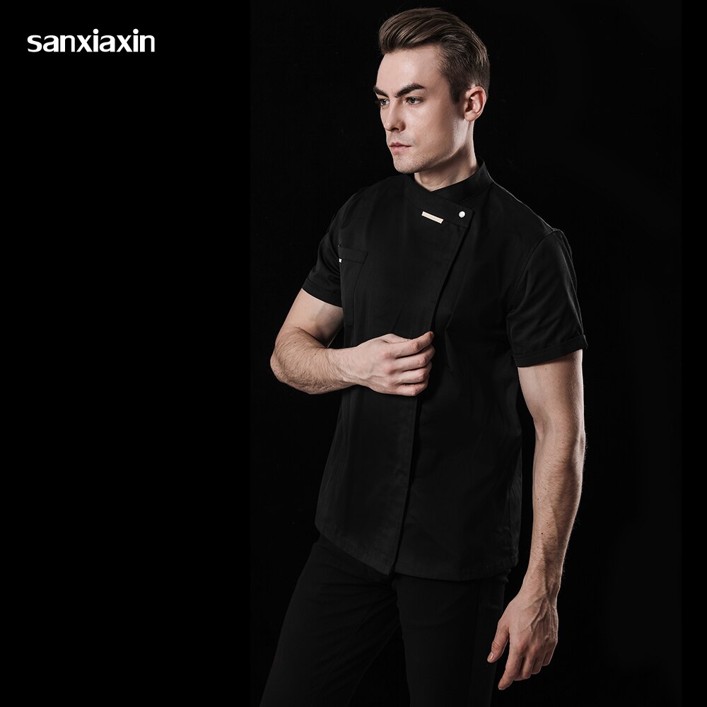breathable short-sleeved chef uniform unisex chef cooking jacket Coffee shop waiter working uniform