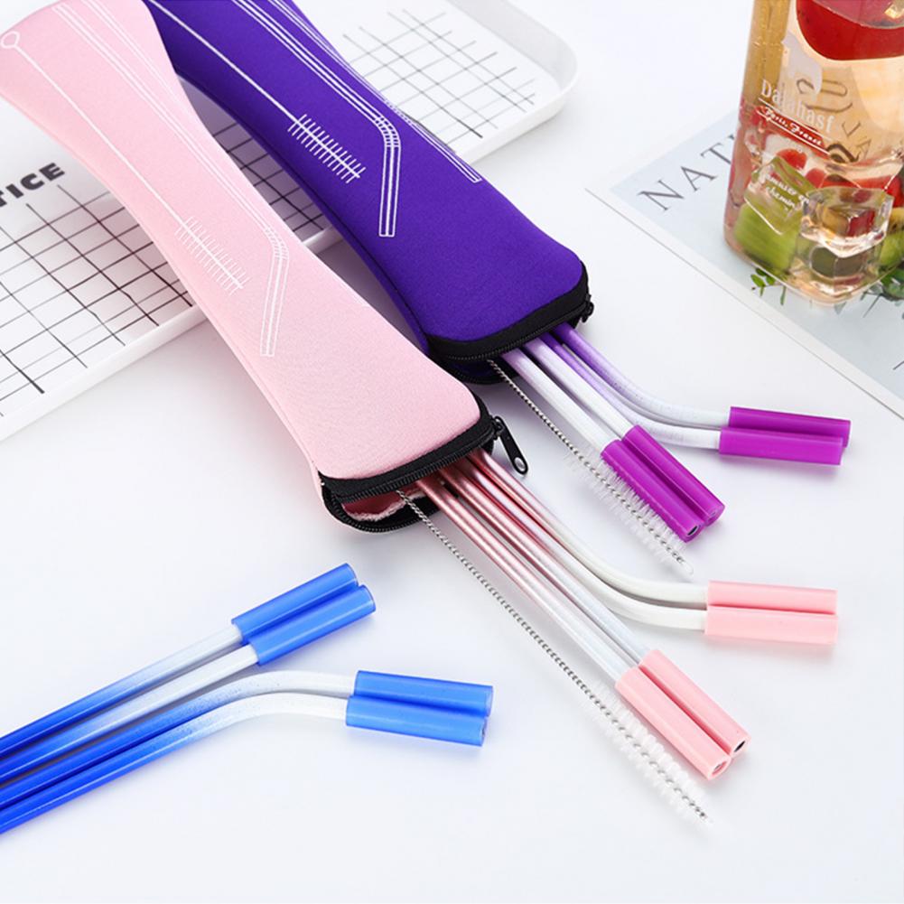 Paille antirouille en acier inoxydable coloré, Kit réutilisable facile à transporter, fournitures de cuisine