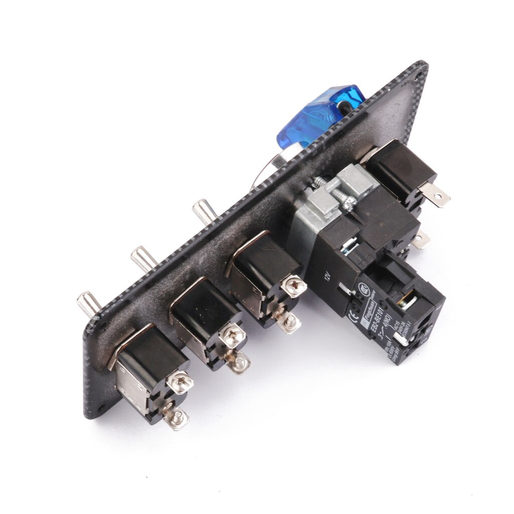DC12V Racing Car Blue LED Toggle Ignition Switch Panel Start Push Button Kit