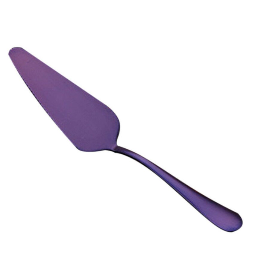 Practical Stainless Steel Jagged Edge Blade Cutter Pizza Cake Shovel Reusable Spatula Baking Tool: Purple