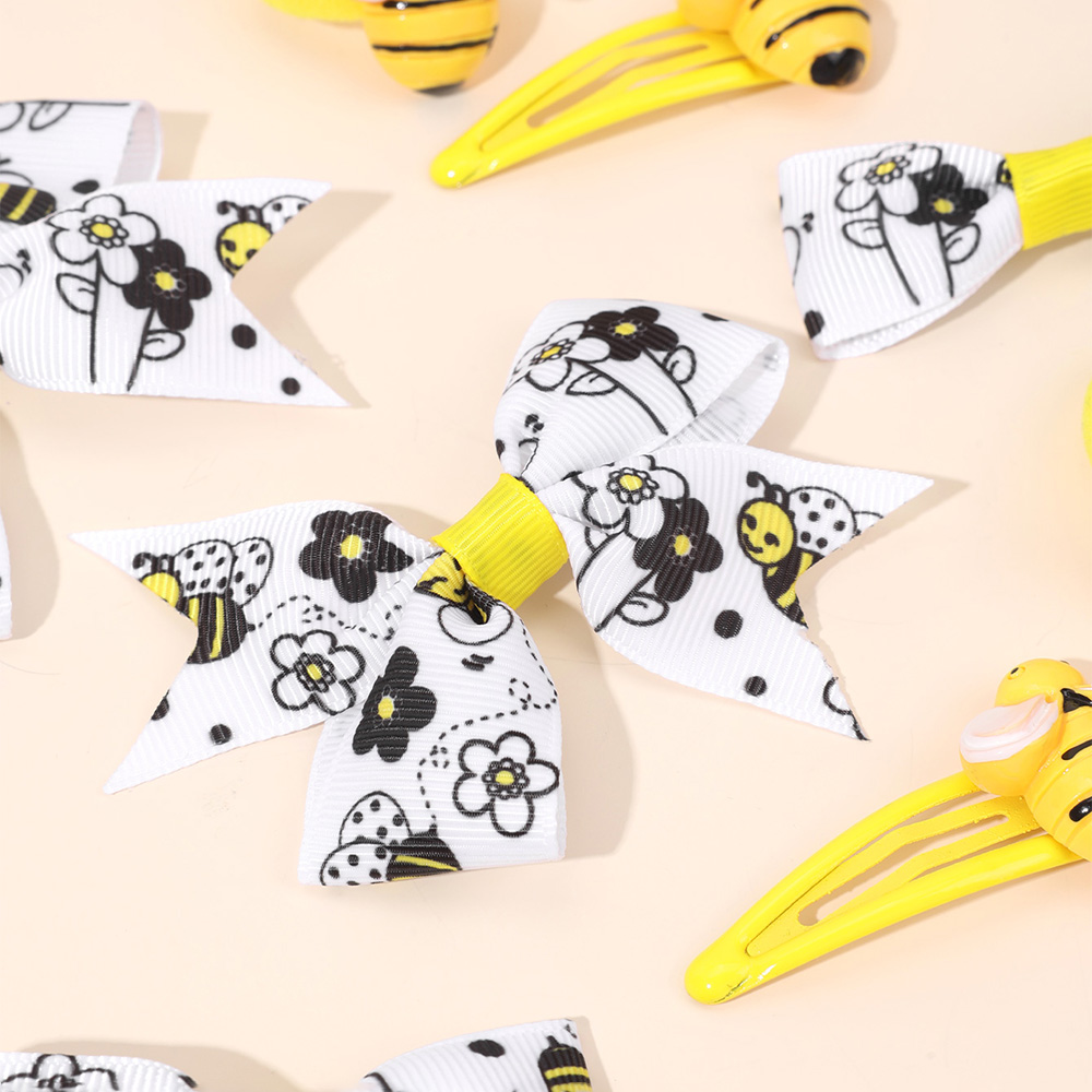 8-delige set schattige bijen haarclips voor meisjes, mini bijen decoratie strik haarclips, klik haarclips en haarbandjes set haaraccessoires