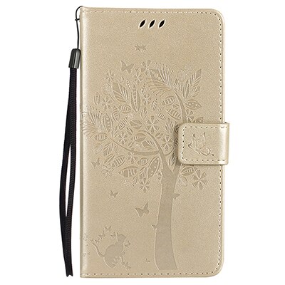 Cover Phone Case For Samsung Galaxy J5 j530 j530F EU 5.2" Flip PU Leather Shell Embossing Tree Cat Book Style Holster Bag: Gold