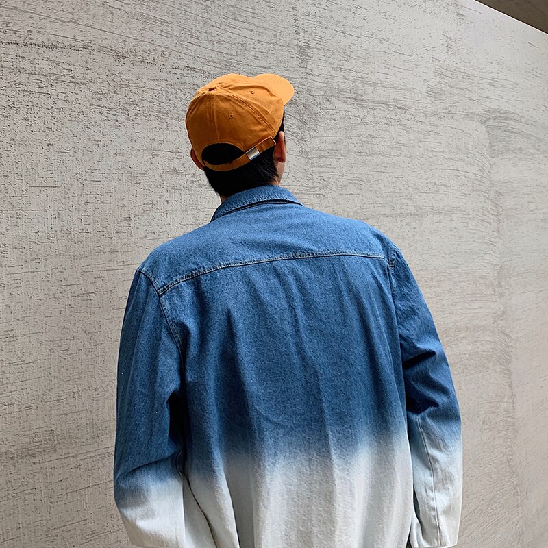 BINGFENG Heren denim shirts jurk werkshirt dubbele zakken slim fit BINGFENG Heren denim shirts jurk werkshirt dubbele zakken slim fit