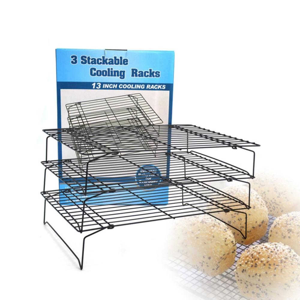 3-- lags nonstick køleholder mesh gitter bagning cookie kiks kage tørring stativ ristestativ hjem køkken bageværktøj
