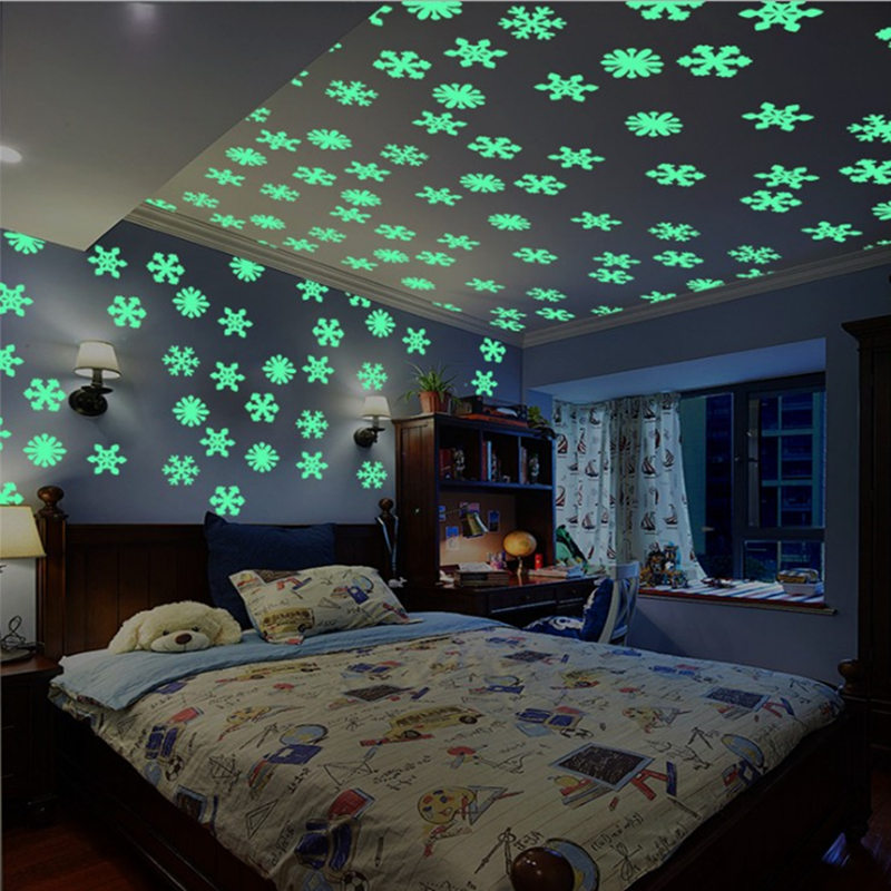 50 Pc Muursticker 3D Diy Glow In The Dark Sneeuwvlok Muurstickers Stickers Lichtgevende Behang Kids Slaapkamer Home Decor fluorescerende