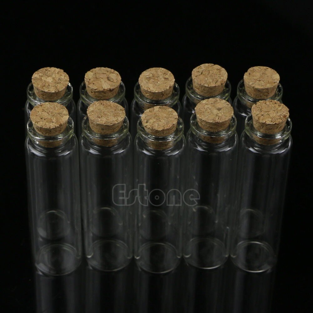 20Pcs 20Ml Mini Kleine Tiny Clear Kurk Glazen Flessen Flesjes