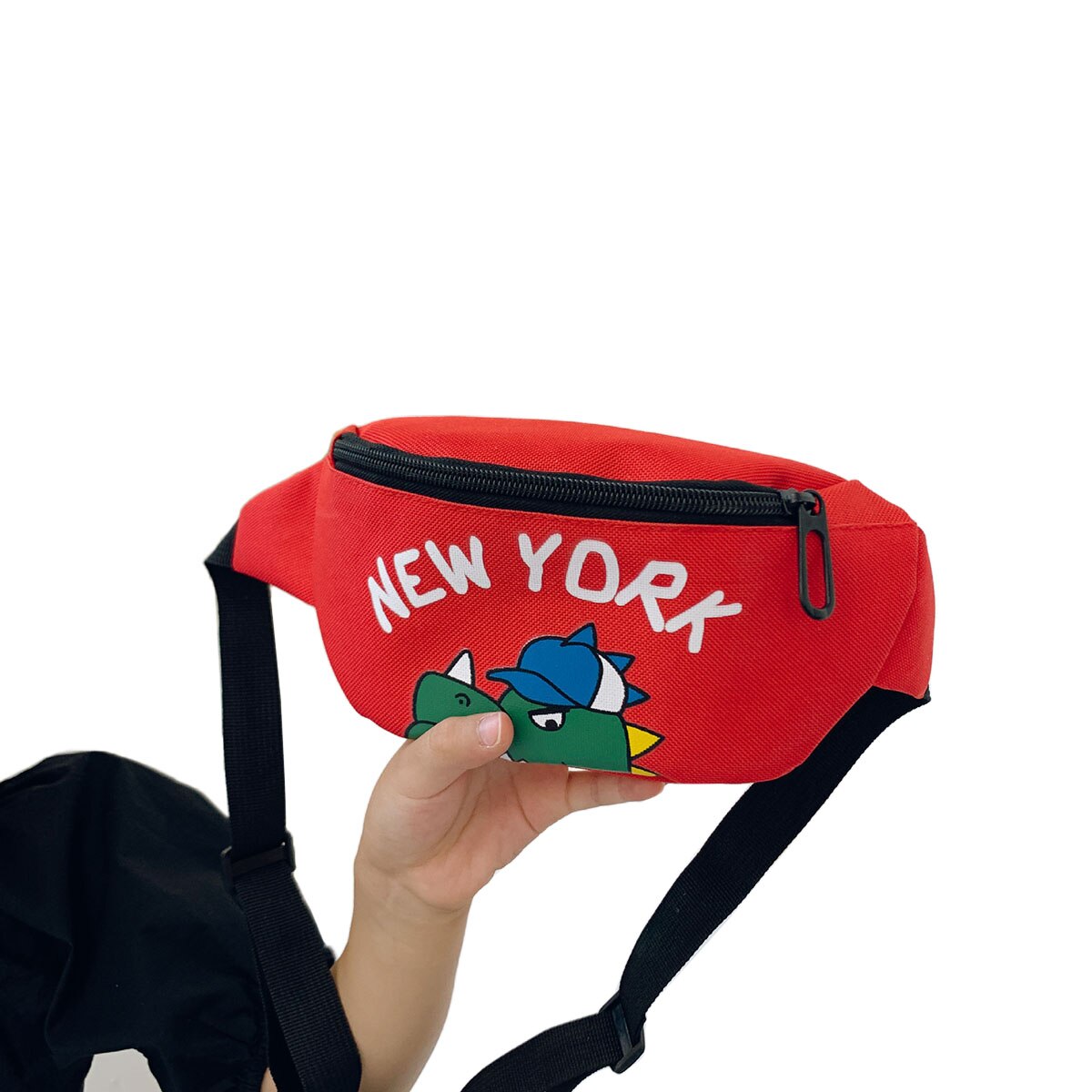 Unissex criança fanny pacote na moda dos desenhos animados dinossauro impressão crossbody saco da cintura com alça ajustável