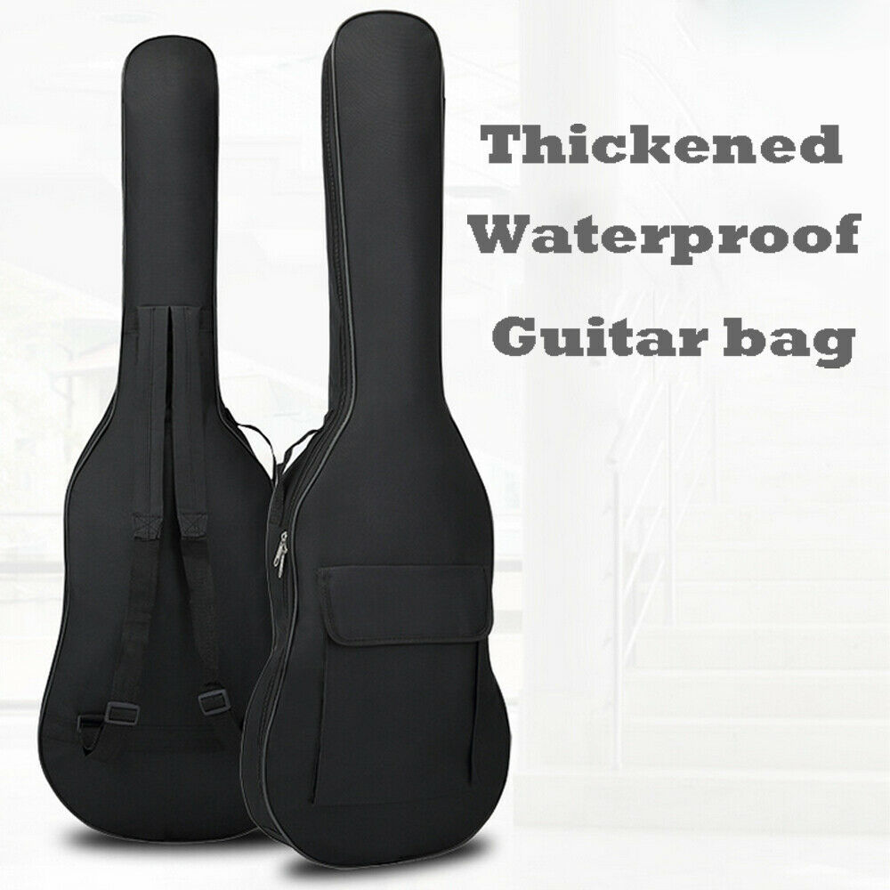 Double Straps Black Padded Waterproof Electric Guitar Bass Bags Carrying Carry Case Bag Holder