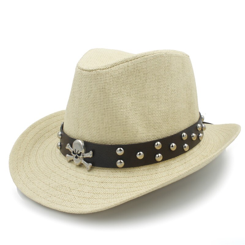 Men Straw Western Cowboy Hat With Roll Up Brim Summer Gentleman Cow Sombrero Cap With Belt