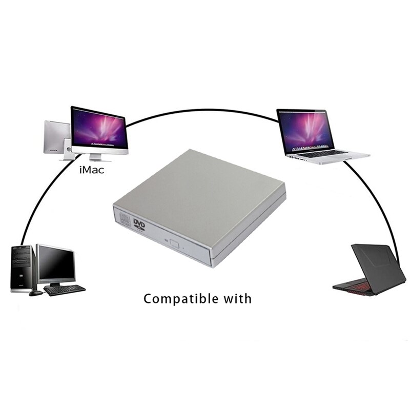 Extern cd dvd-enhet usb 2.0 bärbar cd-enhet brännare spelare för bärbar dator mac stationär imac fönster vista
