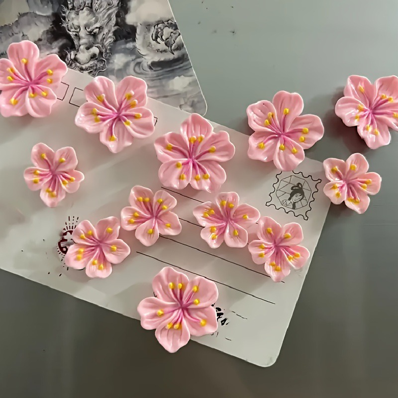 12 Uds. Imanes de nevera de flor de melocotón, bonitos imanes de resina para cocina, oficina, decoración de pizarra blanca, juego de imanes fuertes para nevera para para el hogar