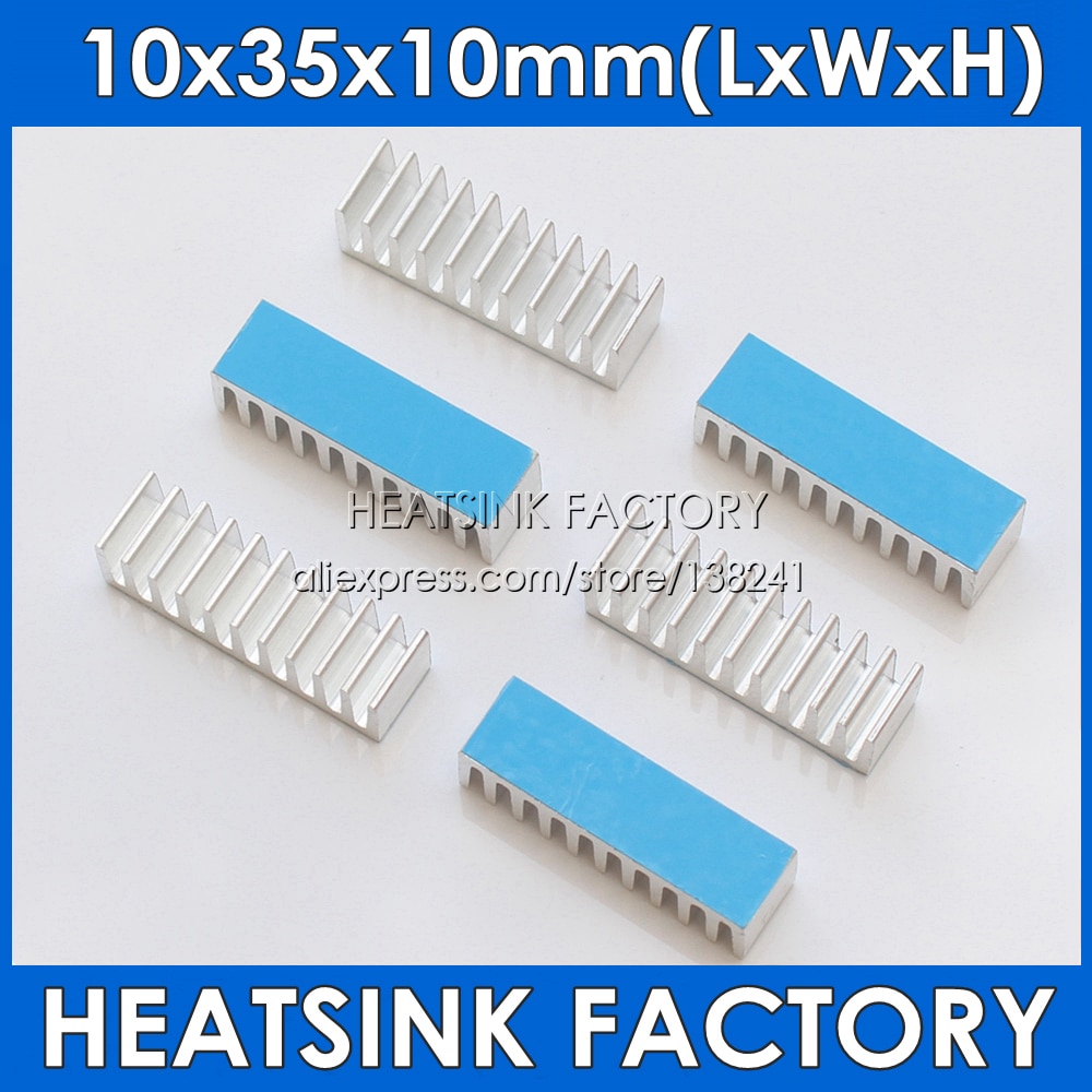 HEATSINK FACTORY 12pcs Computer Cooler Radiator Aluminum 10x35x10mm Heat Sink for DIP IC Chip Heat Dissipation With Thermal Tape