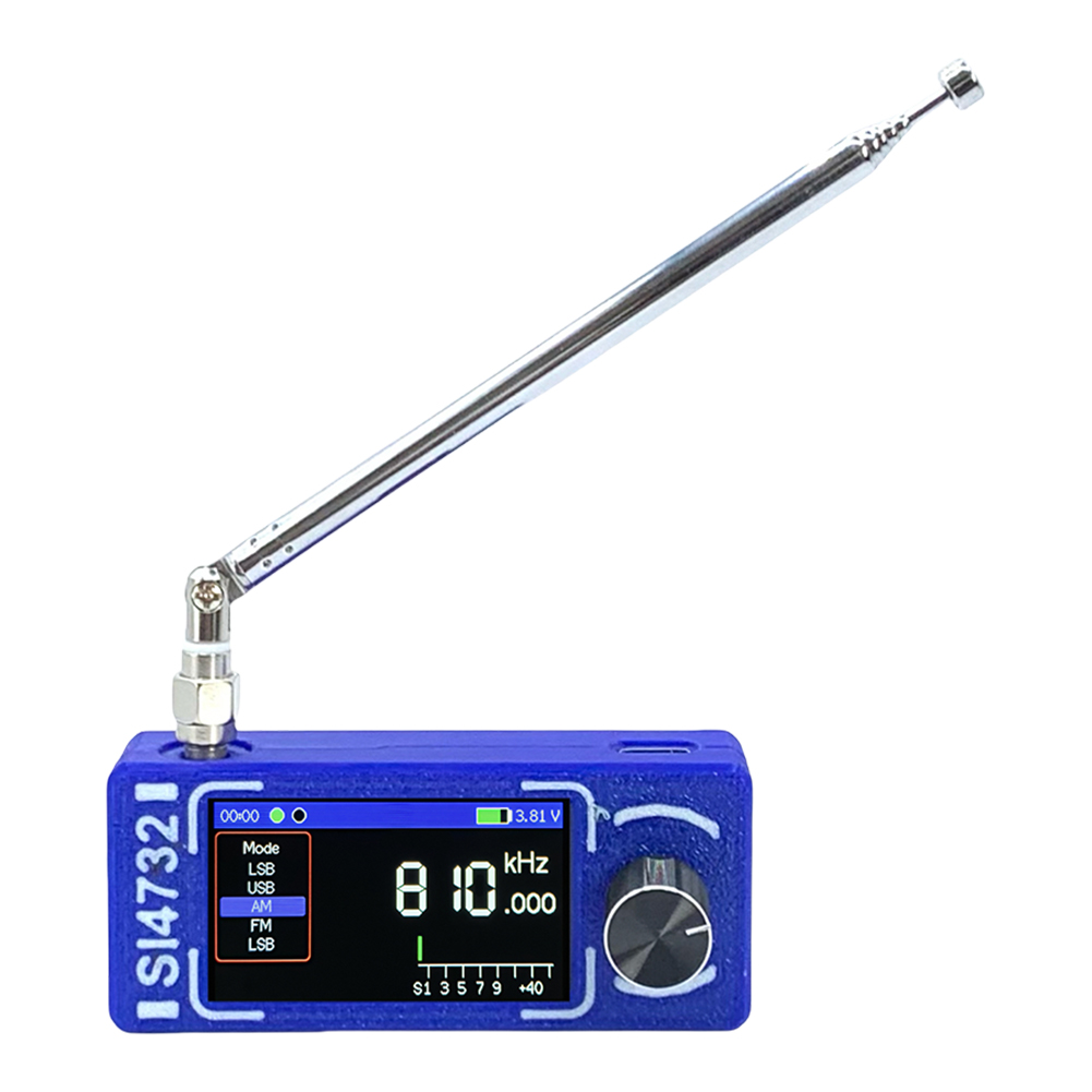 SI4732 0,5-108 mhz draagbare radio LSB USB AM FM Pocket mini-radio 1,9 "IPS-scherm HF SW MW VHF ESP32 radio-ontvanger met antenne: Blauw