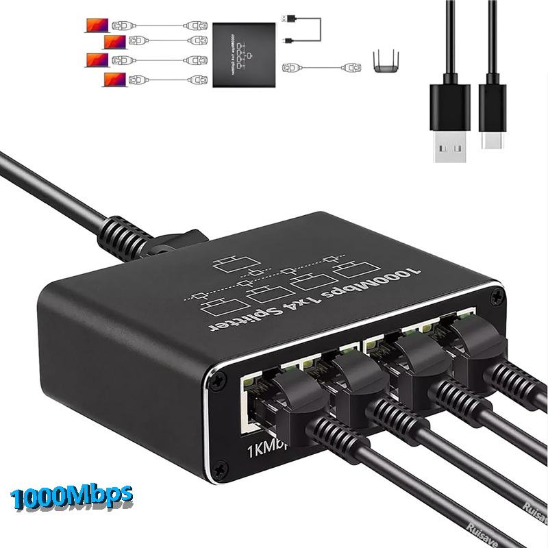 Gigabit 1000mbps rj45 divisor 1 a 2 3 4 adaptador ethernet lan conector interruptor de internet para pc portátil tv box roteador tv digital