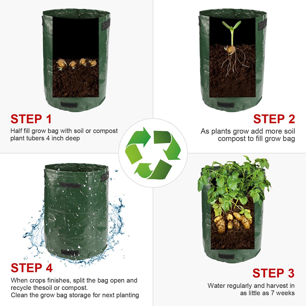 Bolsa contenedor de cultivo de patatas, maceta artesanal, bote de tomate trapo PE plantar verduras jardinería cultivo, bolsa de cultivo, suministros de jardín