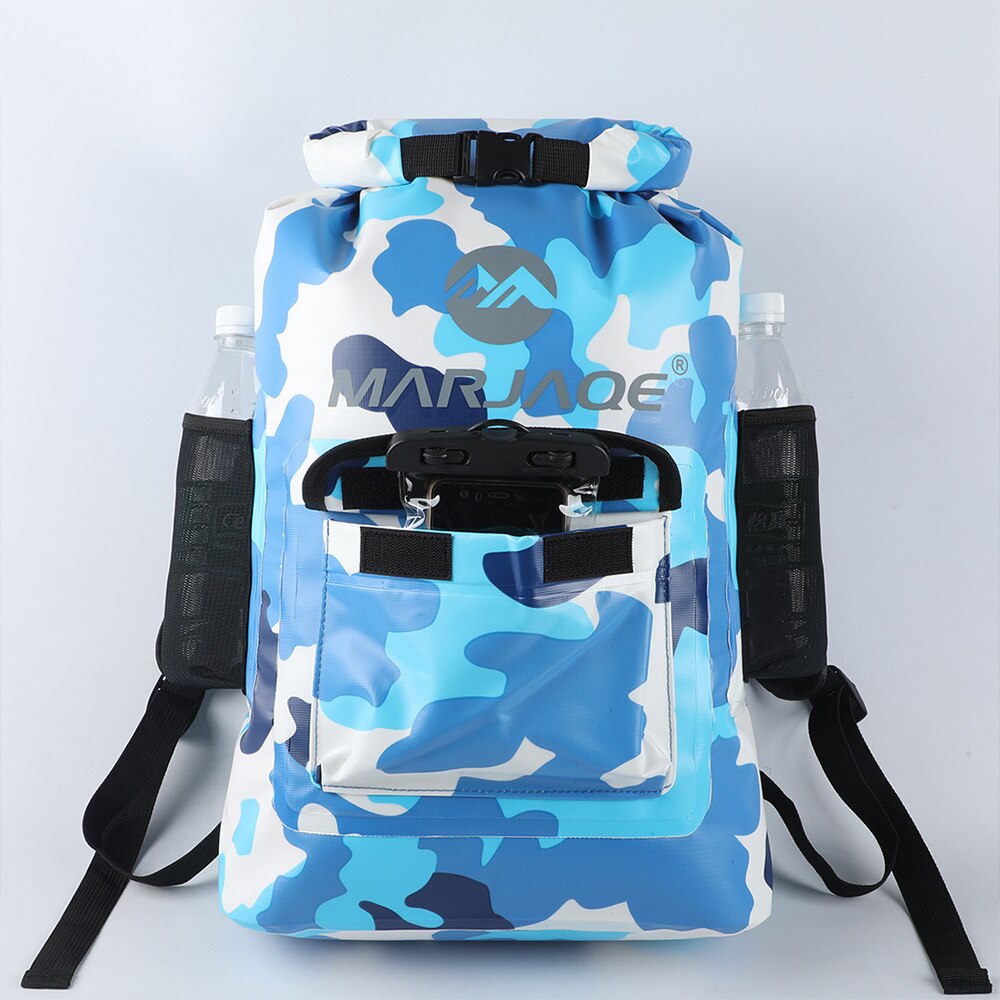 22L PVC Waterproof Dry Bag Outdoor Foldable Trekking Bag Beach Swimming Bag Rafting River Ocean Camouflage Backpack XA114Y
