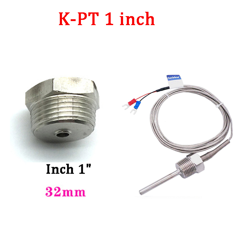 Inch PT100/K Stainless Steel Fixed Thread Platinum Thermal Resistance Thermocouple Waterproof Temperature Sensor Probe: WHITE