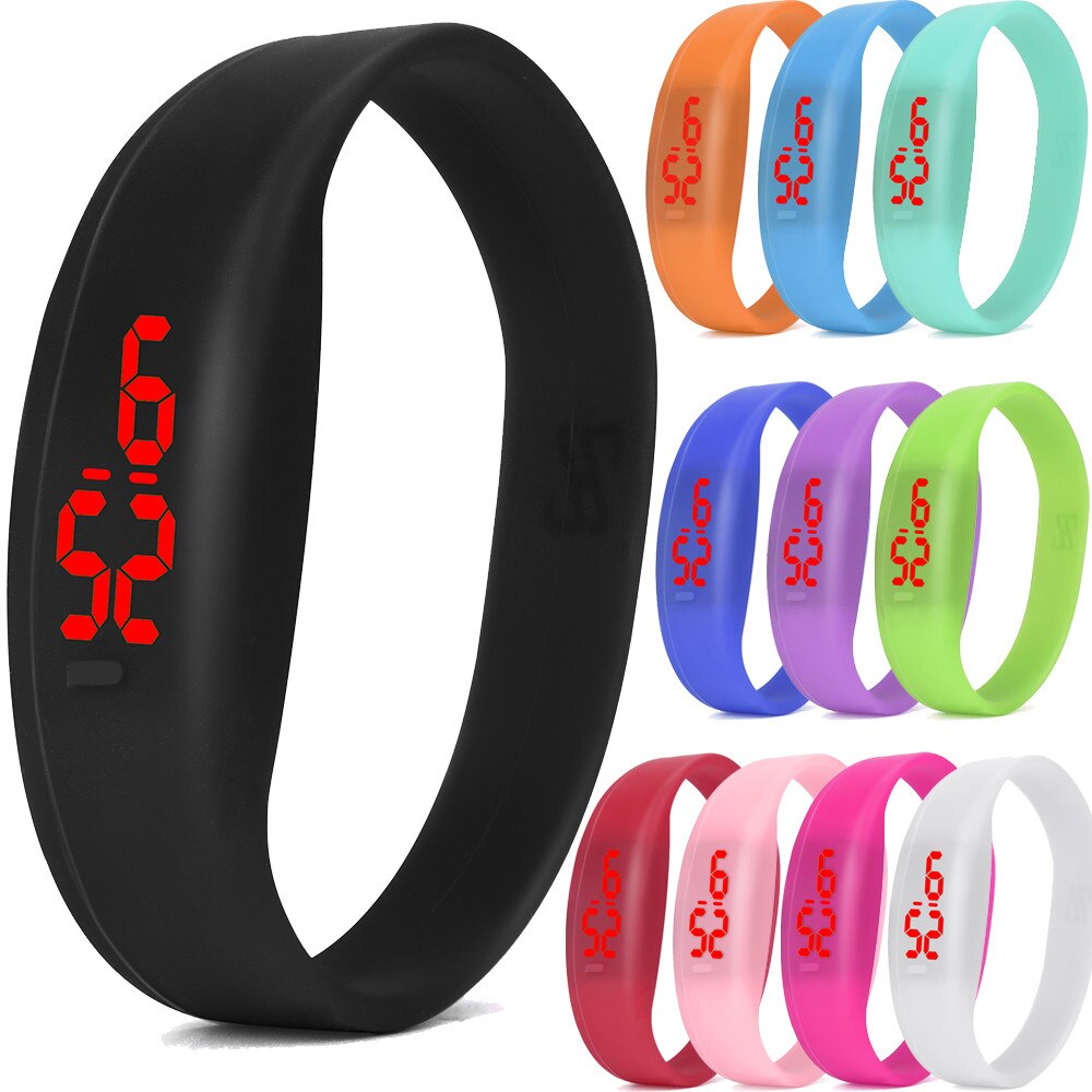 Часы LED Digital Anzeige Mann Armbinde Uhr Silikon Starp Frauen Uhren Elektronische Digitale Uhren Schüler Armbanduhren