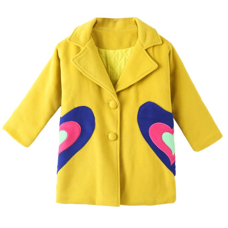 Meisjes Winter Jas Mode Herfst Meisjes Hart Patroon Wollen Jas Tiener Meisje Jas Kleding Dikke Warme Bovenkleding Jas