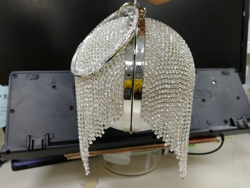 Sliver ball bag clutch Mini Tassels Clutch Diamonds Rhinestone Ring Handbag Clutches Round Ball Evening Bags For Women