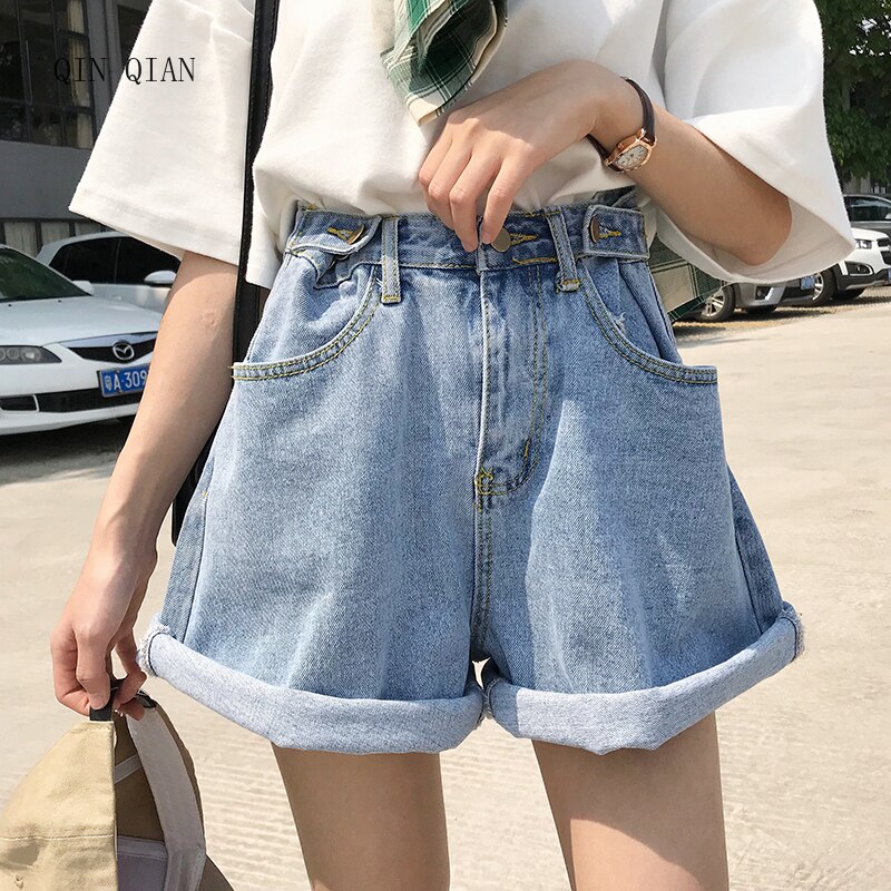 Women's Buttom Korean Punk Harajuku Ulzzang Loose Ins Denim Shorts Female Cute Vintage Kawaii Trousers For Women